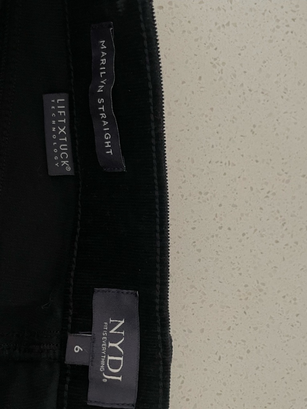 NYDJ Marilyn Straight Curduroy Black Pants Size 6 - Picture 5 of 6